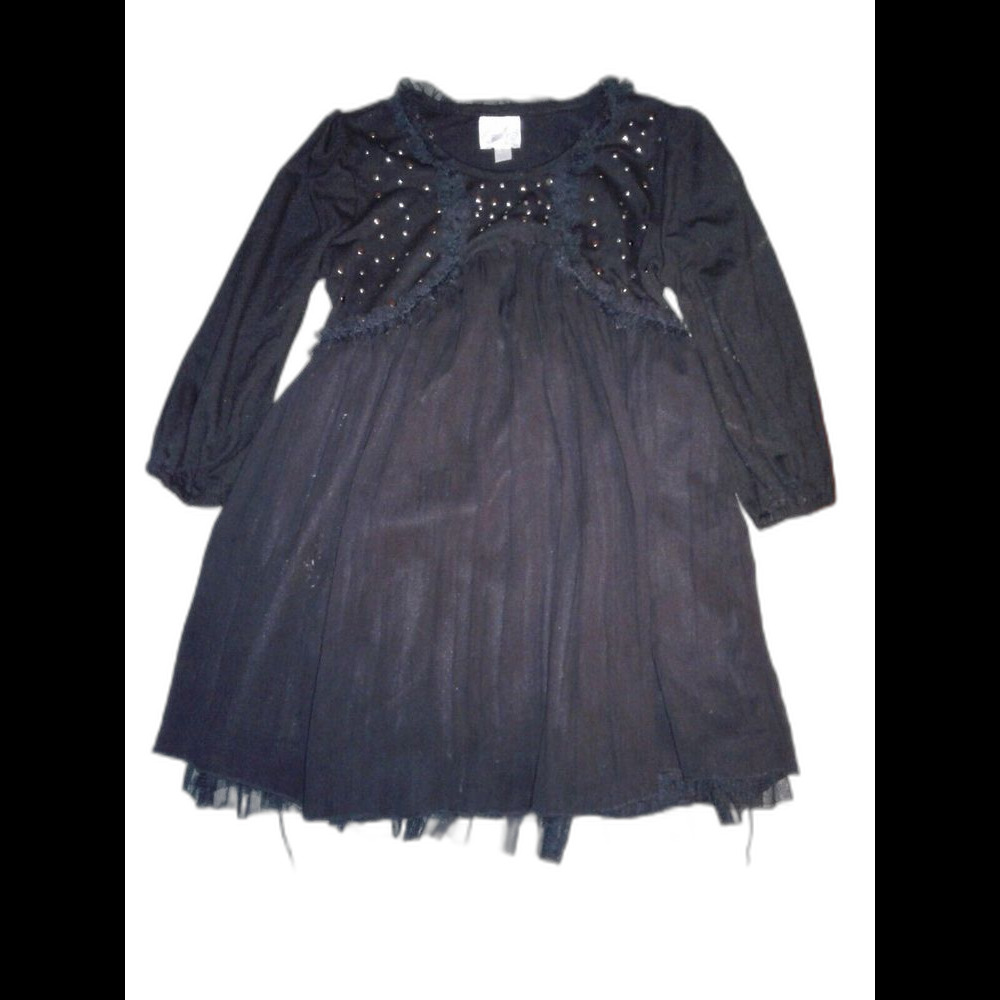 D-Signed Girls Fancy Funky Dress Size S (Approx Size 5) Black Silver Embellished